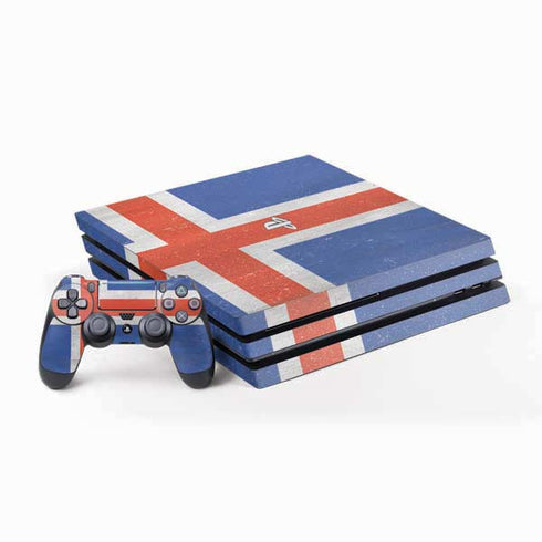Iceland Flag Distressed PlayStation PS4 Skins
